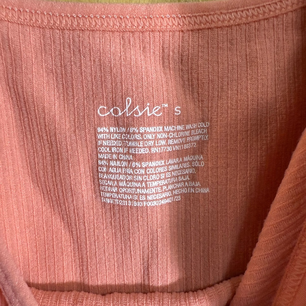 Colsie Coral Ribbed Bodysuit - Picture 3 of 4
